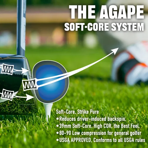 Miniatura 5 de agape MP5S MP5 VS3 - Pelotas de golf DuraPlus Uretano blanco y negro, 5 piezas y 3 piezas de doble núcleo