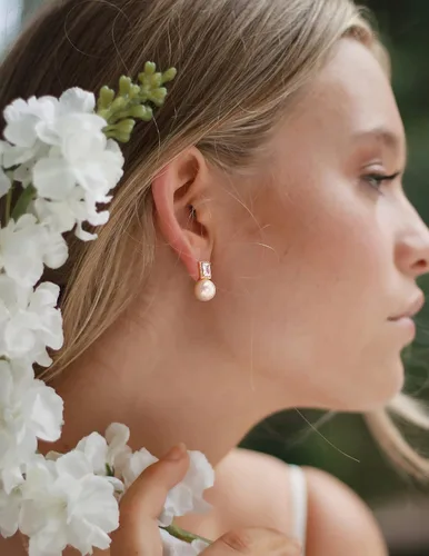 Miniatura 3 de Aretes colgantes de plata de ley 925 seleccionados a mano AAA+ de 7.5 a 0.315 in, perlas cultivadas de agua dulce blanca, joyería para mujeres