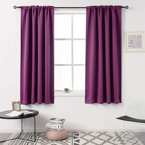 Miniatura 24 de DUALIFE Cortinas opacas de 45 pulgadas de largo, 2 paneles para ventanas pequeñas de dormitorio, aislamiento térmico, bolsillo para barra, cortinas