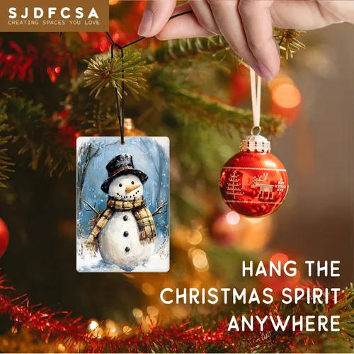 Miniatura 4 de Ambientador de coche de Navidad, 4 unidades, accesorios de automóvil de muñeco de nieve de Navidad azul para mujeres, ambientador colgante de granja