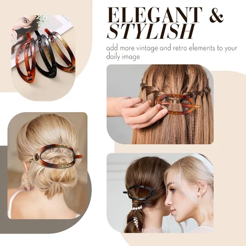 Miniatura 6 de 3 pinzas para el cabello francés, pinzas francesas, soporte flexible para cola de caballo, cierre de agarre fuerte, pasadores para peinar, sin