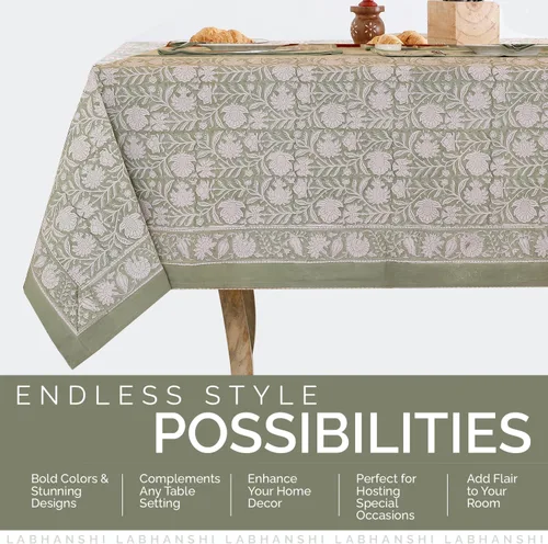 Miniatura 6 de Labhanshi Mantel redondo de 60 pulgadas, 4 plazas y rectangular, 72 x 108 pulgadas, mantel de 8 plazas para cocina, mesa de comedor, algodón