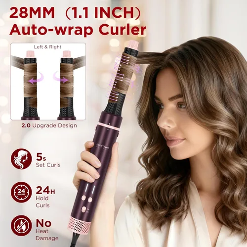 Miniatura 3 de MaxAIR 2.0 - Moldeador de aire caliente 7 en 1, juego de doble voltaje, cepillo secador de pelo de alta velocidad con alisador de cabello de aire