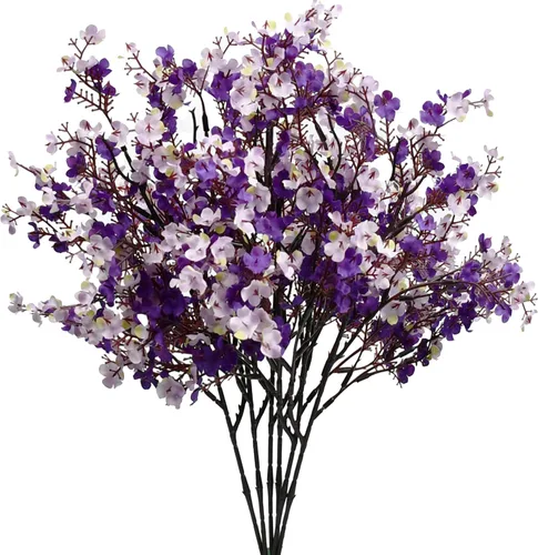 Miniatura 35 de Mandy's 6 paquetes de flores artificiales de aliento de bebé beige marrón 18.5 Inch Silk Gypsophila European Style Modern Home Decor Centerpiece