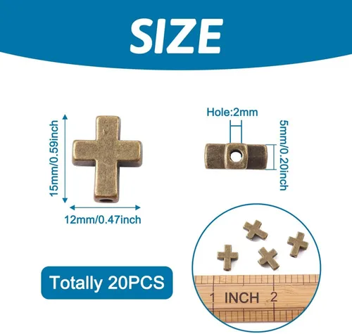 Miniatura 3 de Craftdady - Cuentas pequeñas de cruz de metal