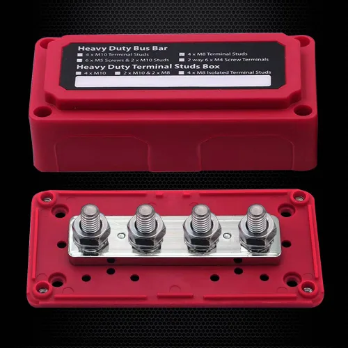 Miniatura 3 de 4 pernos M8 (5/16") Bloque de distribución de energía, barra de bus de 12 V, Ampper impermeable HD 200A Bloque de distribución de batería marina