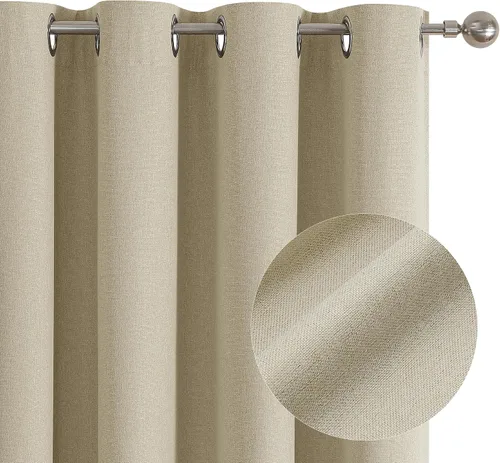 Miniatura 103 de ChrisDowa Cortinas 100% Opacas de Abedul Sólido de 45 Pulgadas de Largo, 2 Paneles para Dormitorio y Sala de Estar, Estilo Granja Oscurecedoras