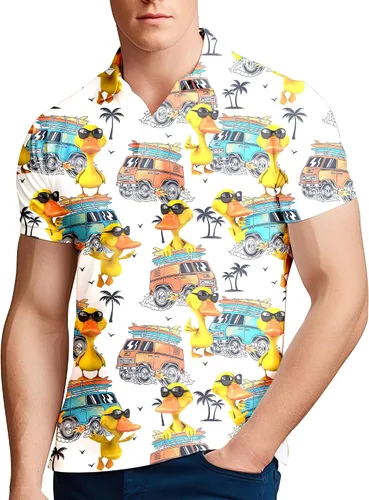 Miniatura 107 de Camisa de golf de los años 80 para hombre, ajuste seco, manga corta, estampada, divertidas, camisas de golf de los años 90 para hombre