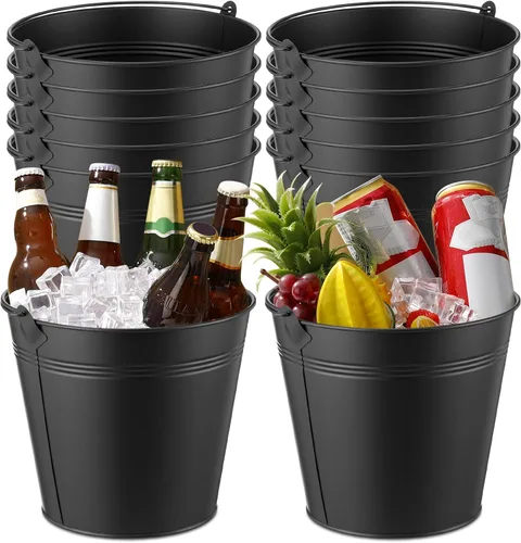 Didaey 12 cubos de metal para cerveza, cubos de hielo a granel, cubos de hielo con asa, enfriador de bebidas para fiesta de champán, bebidas para