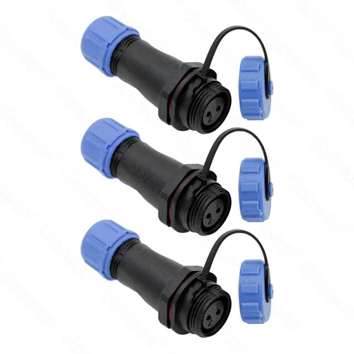 Miniatura 2 de Uonecn SP13 IP68 Impermeable 2 Pin LED Conectores de Alta Potencia 2 Pin Enchufe de Alimentación Kit Circular Kit Macho Enchufe Hembra Socket 5 Sets