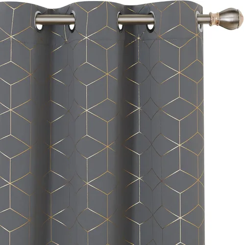 Miniatura 29 de Deconovo Cortinas Opacas, Aislamiento Térmico y Reducción de Ruido, Estampado de Lámina de Diamante – Ojales en la Parte Superior, 2 Paneles, Azul