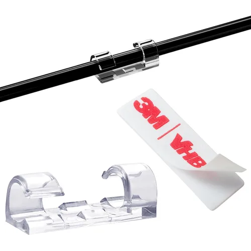 Miniatura 9 de Organizador de clips autoadhesivos para cables, organizador de cables, diámetro máximo de 0.27 pulgadas, paquete de 20, transparente Negro