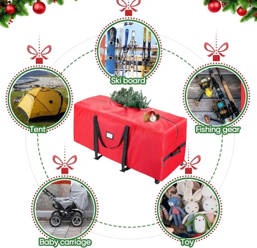Miniatura 10 de BALEINE Bolsa de almacenamiento rodante para árbol de Navidad de 7.5 pies, 2 ruedas giratorias para fácil movimiento, tela Oxford 600D de servicio