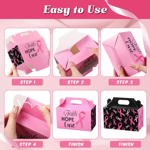 Miniatura 7 de Pasimy 24 cajas de regalo de concientización sobre el cáncer de mama, cajas de regalo de cinta rosa, cajas de regalo para mujeres y niñas, regalos