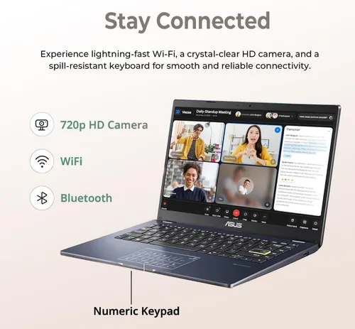 Miniatura 5 de ASUS Vivobook - Laptop con pantalla FHD de 14 pulgadas, procesador Intel Celeron N4500, 4 GB de RAM, almacenamiento de 1.2 TB