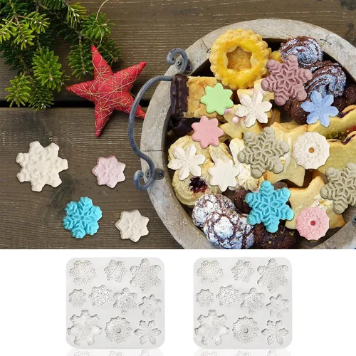 Miniatura 3 de Molde de silicona para fondant, 20 cavidades 3D, molde de copo de nieve de Navidad, decoración de tartas, decoración de cupcakes, proyectos