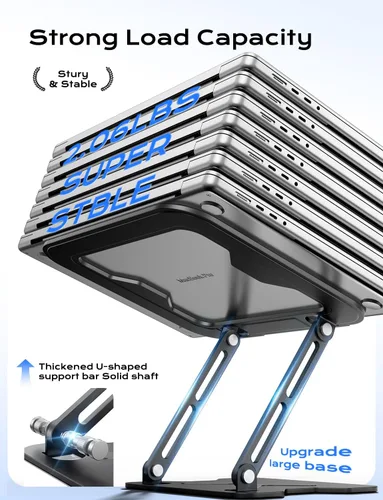 Miniatura 4 de JCZT Soporte Ajustable para Laptop de Escritorio, Elevador Plegable de Metal para Laptop, Soporte Portátil con Montaje para Laptop, Soporte