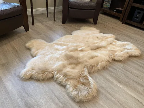 Miniatura 2 de LAMBZY - Alfombra de piel de oveja sintética súper suave hipoalergénica sedosa, estilo peluche de oso, para sala de estar, habitación de niños, sofá