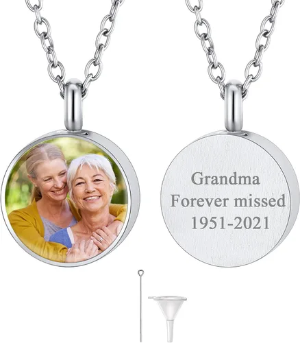 Miniatura 129 de FindChic Collares personalizados con urna para cenizas, barra vertical, gato, luna, reloj de arena, garra de perro, acero inoxidable, chapado en oro