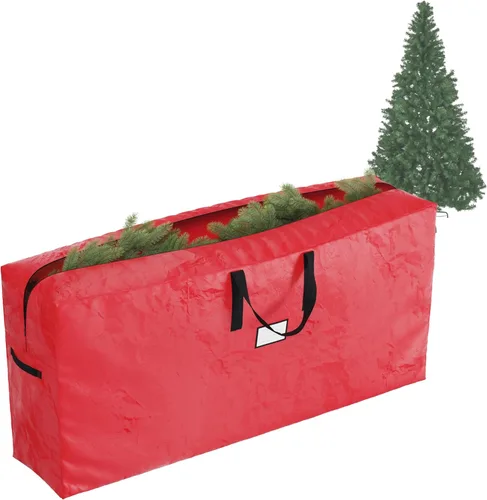 Bolsa de almacenamiento para árbol de Navidad - Bolsa impermeable que contiene árboles artificiales de hasta 9 pies, decoraciones navideñas, Rojo