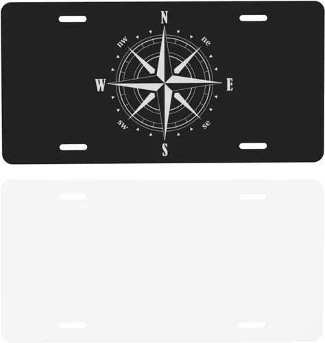 Miniatura 4 de Placa de matrícula decorativa con símbolo de brújula para la parte delantera del automóvil, etiqueta decorativa, placa de metal para automóvil