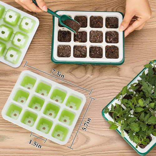 Miniatura 7 de Kit de iniciación de semillas reutilizables, bandejas de inicio de semillas de 72 celdas, bandejas de inicio de semillas de silicona para iniciar