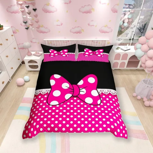 Miniatura 45 de Juego de funda de edredón con lazo de dibujos animados para niños, tamaño individual, juego de ropa de cama de mariquita, escarabajo, insecto