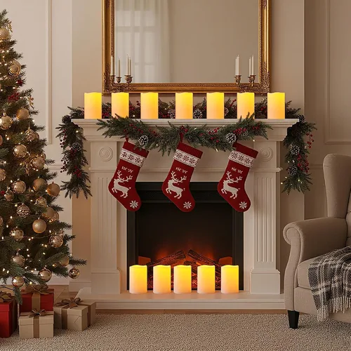 Miniatura 9 de Amagic Paquete de 2 velas eléctricas de plástico sin llama de 6 x 4 pulgadas para exteriores con control remoto y temporizador, velas falsas