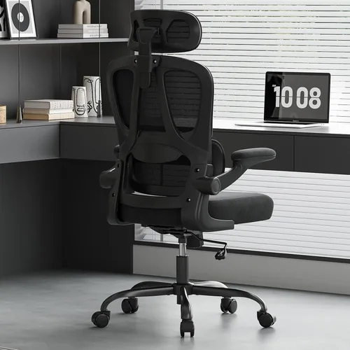 Farini Silla de oficina ergonómica, silla de escritorio con reposacabezas y soporte lumbar, silla giratoria de oficina en casa con reposacabezas