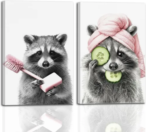 Miniatura 12 de Juego de 2 lienzos japoneses enmarcados para pared de baño con gatos y ranas, marco de madera, impresiones abstractas de naturaleza para decoración