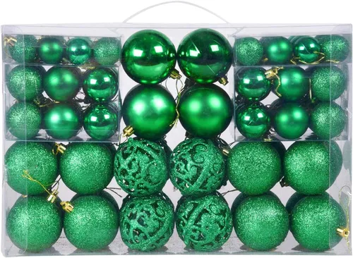 Miniatura 12 de NJN 100 piezas de juego de adornos de bolas de Navidad, adornos verde manzana para decoración de árbol de Navidad, adornos colgantes de plástico