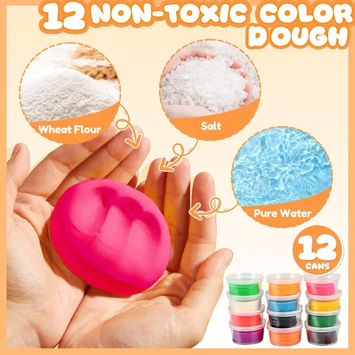 Miniatura 5 de Crelloci Juego de creaciones de cocina de masa de colores 3 en 1, máquina para hacer helados, espaguetis y hamburguesas, juguetes de modelado