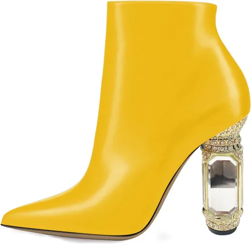 Miniatura 53 de FSJ Botas de tacón alto con punta puntiaguda para mujer, con tacón alto, con cremallera lateral brillante, estilo casual, para uso diario, zapatos