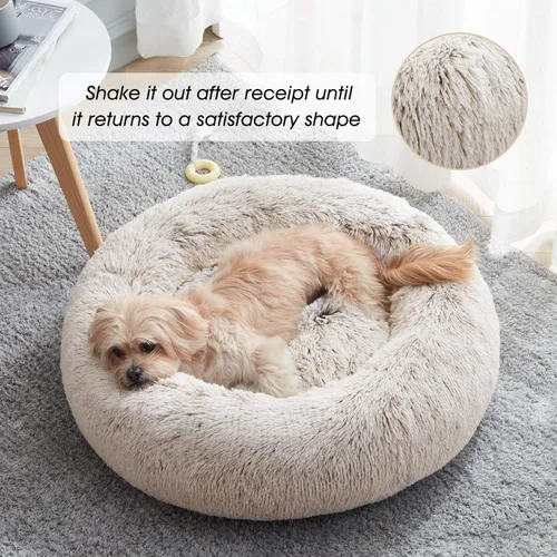 Miniatura 17 de WESTERN HOME WH Cama calmante para perros y gatos, dona acogedora anti-ansiedad, cama redonda cálida y acogedora de piel sintética, suave y azul