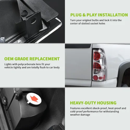 Miniatura 5 de AUTOSAVER88 Conjunto de Luces Traseras Compatible con Chevy Silverado 1999-2006 1500 2500 3500/2007 Silverado con Estilo de Carrocería