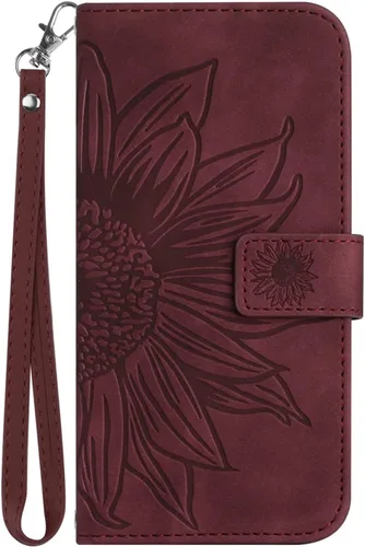 Miniatura 14 de XYX Wallet Case Compatible with Honor X7, Emboss Half Flower Floral PU Leather Flip Protective Case with Wrist Strap Kickstand for Honor X7, Deep