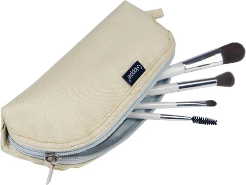 Miniatura 8 de Gloppie Soporte Portátil de Brochas de Maquillaje para Viajes Estuche de Viaje de Brochas de Maquillaje, Blanco hueso
