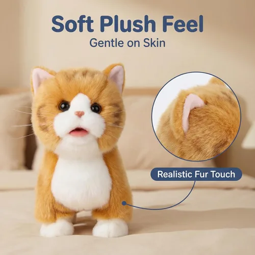 Miniatura 6 de CU-MATE Juguetes eléctricos de peluche de 12 pulgadas, juguete electrónico de peluche para gato, robot interactivo, juguete interactivo