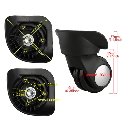 Miniatura 4 de BQLZR Maleta Rueda Giratoria Ruedas de Equipaje Repuesto Repuesto 3.43" W024 Negro Izquierdo Kit para Equipaje wTornillo