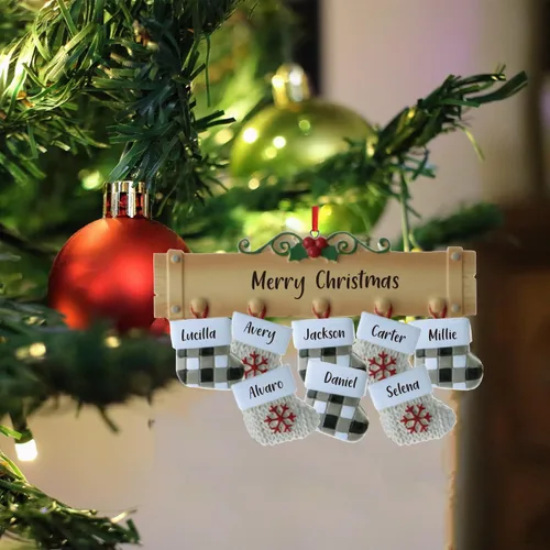 Miniatura 7 de Adornos de Navidad personalizados, nombres de familia, decoración de Navidad, decoración colgante de árbol, adorno de bendición de Feliz Navidad