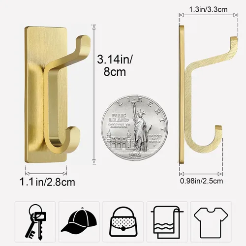 Miniatura 5 de Ganchos de pared autoadhesivos para colgar: extra fuertes 13 libras, gancho para abrigo, toalla en baños, ducha, cocina, pared, gancho de puerta