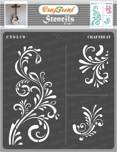 Miniatura 5 de CrafTreat Plantillas para álbumes de recortes, plantillas florales florales para pintar en madera, paredes, muebles, pisos, azulejos, lienzo y tela