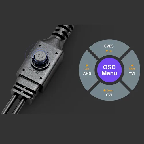 Miniatura 5 de Cámara de seguridad 1080P 4 en 1 HD CCTV Bullet Cámara con cable, AHD/TVI/CVI/CVBS, video de vigilancia analógica, carcasa de metal, cámara negra