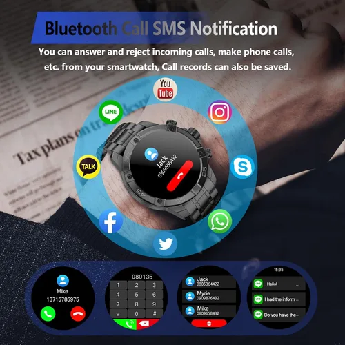 Miniatura 3 de Reloj inteligente para hombre, 1.53 pulgadas, de lujo, deportes y fitness, IP67 resistente al agua, 440 mAh de espera extendido, modo multideporte