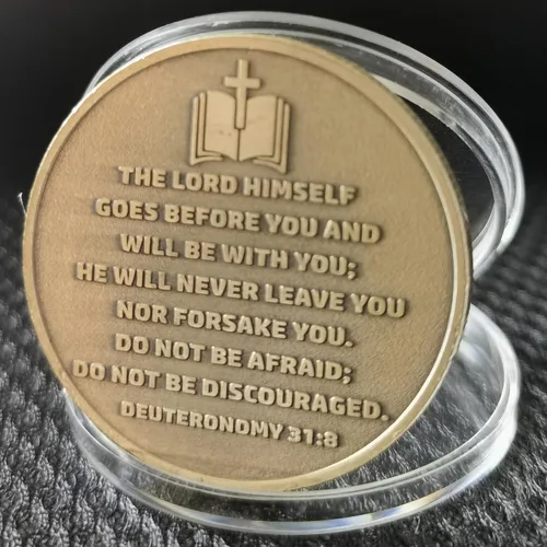 Miniatura 6 de Arraigado en Cristo La Roca del Señor es Mi Roca, Mi Fortaleza, Mi Libertador Moneda de Desafío Cristiana Basada en la Fe Versículo Bíblico Regalo