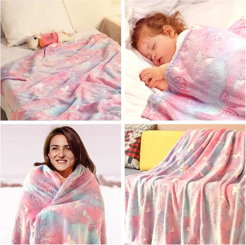 Miniatura 7 de Manta que brilla en la oscuridad, regalos de mariposa para niñas, manta suave de 3, 4, 5, 6, 7, 8, 9, 10, 11, 12 años, juguetes para niñas pequeñas