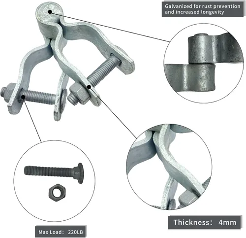 Miniatura 3 de Bisagra de poste de puerta de valla de enlace de cadena de 1-3/8 pulgadas, cerca galvanizada, 4 piezas para marcos de panel de tubería de 1.2