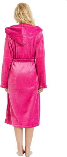 Miniatura 92 de HEARTNICE Bata de forro polar con capucha para mujer, bata de baño suave para mujer, bonito abrigo largo para casa