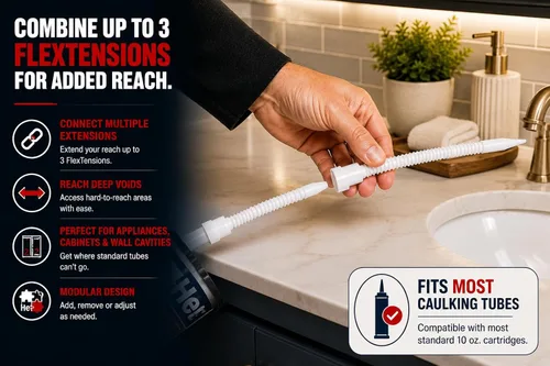 Miniatura 4 de Ready America Flextension - Punta de tubo de calafateo, boquillas de pistola de calafateo reutilizables y extraíbles para zonas de difícil acceso