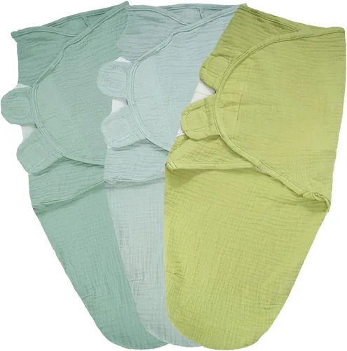 Pañales de muselina orgánica ultra suaves para bebés recién nacidos, paquete de 3 sacos de dormir ajustables (estilo vitalidad, 0-3 meses)